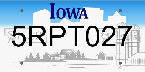 5RPT027 Iowa License Plate