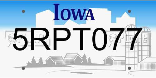 5RPT077 Iowa License Plate