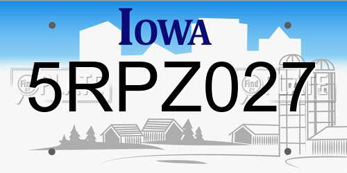 5RPZ027 Iowa License Plate
