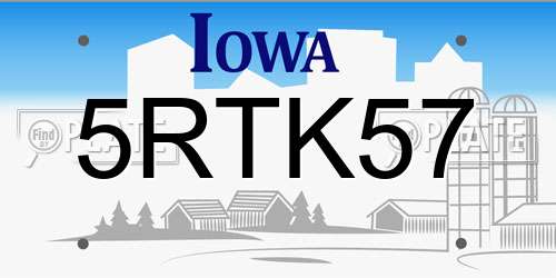 5RTK57 Iowa License Plate