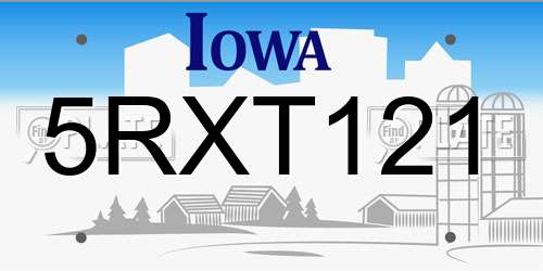 5RXT121 Iowa License Plate