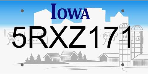 5RXZ171 Iowa License Plate