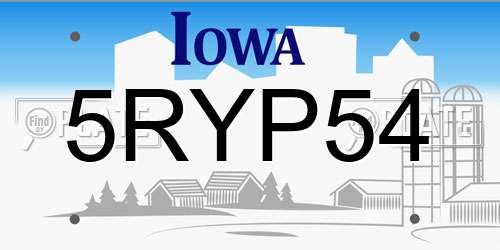5RYP54 Iowa License Plate