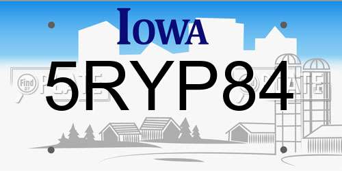 5RYP84 Iowa License Plate