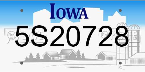 5S20728 Iowa License Plate