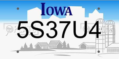 5S37U4 Iowa License Plate