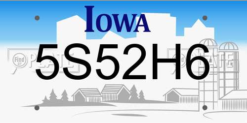 5S52H6 Iowa License Plate