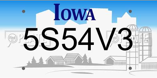 5S54V3 Iowa License Plate