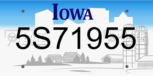 5S71955 Iowa License Plate