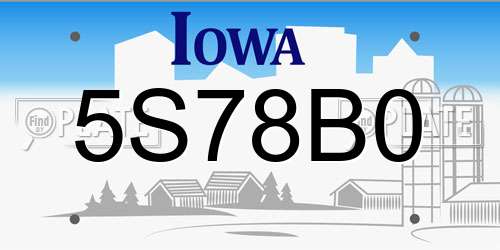 5S78B0 Iowa License Plate