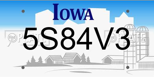 5S84V3 Iowa License Plate
