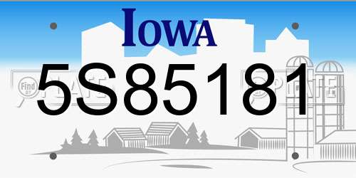 5S85181 Iowa License Plate
