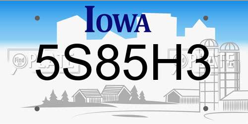 5S85H3 Iowa License Plate