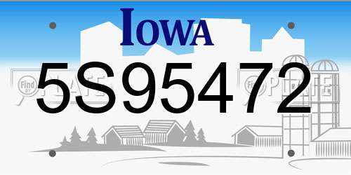 5S95472 Iowa License Plate