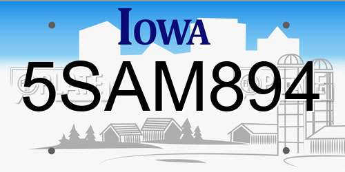 5SAM894 Iowa License Plate