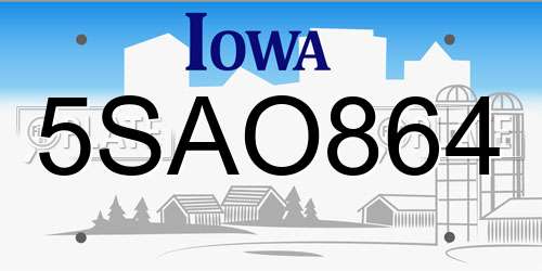 5SAO864 Iowa License Plate