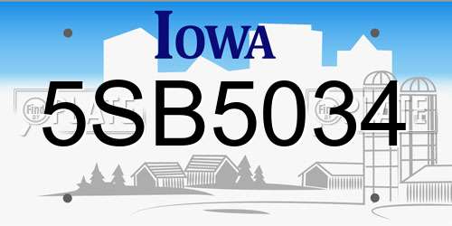 5SB5034 Iowa License Plate