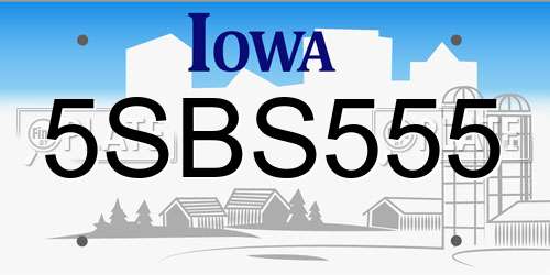5SBS555 Iowa License Plate