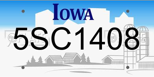 5SC1408 Iowa License Plate