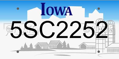 5SC2252 Iowa License Plate