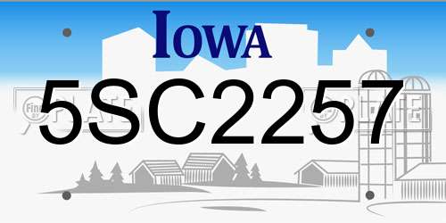 5SC2257 Iowa License Plate