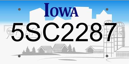 5SC2287 Iowa License Plate