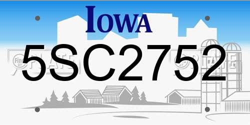 5SC2752 Iowa License Plate