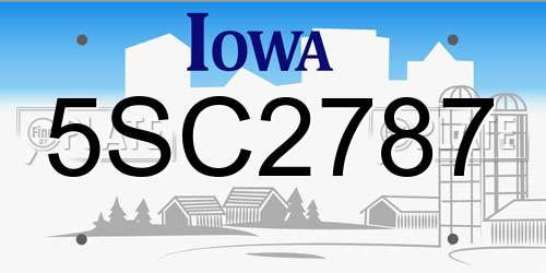 5SC2787 Iowa License Plate