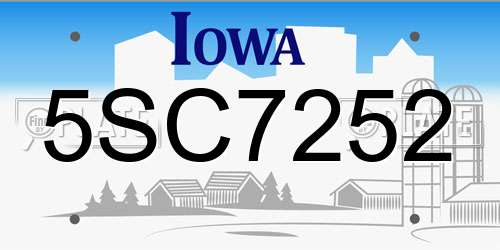5SC7252 Iowa License Plate