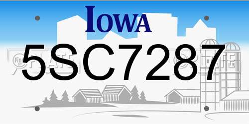 5SC7287 Iowa License Plate