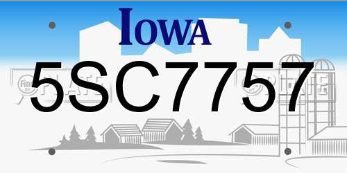 5SC7757 Iowa License Plate