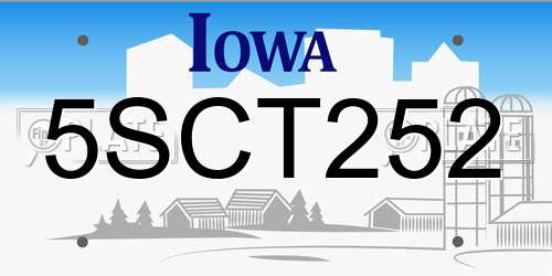 5SCT252 Iowa License Plate