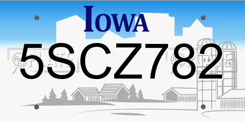 5SCZ782 Iowa License Plate