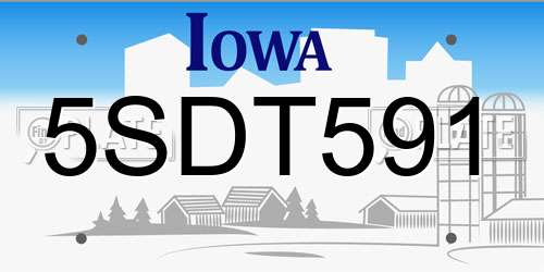 5SDT591 Iowa License Plate