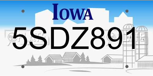 5SDZ891 Iowa License Plate