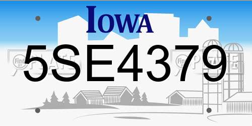 5SE4379 Iowa License Plate