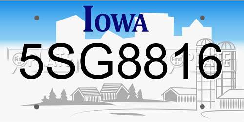 5SG8816 Iowa License Plate