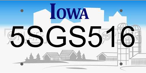 5SGS516 Iowa License Plate