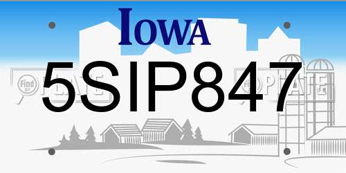 5SIP847 Iowa License Plate