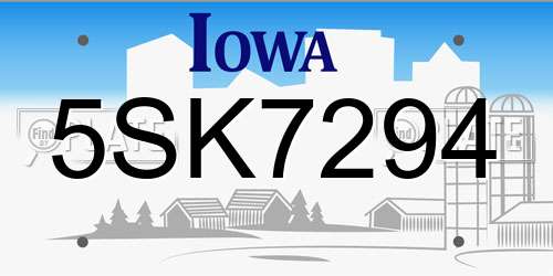 5SK7294 Iowa License Plate