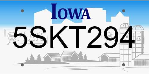 5SKT294 Iowa License Plate