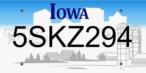 5SKZ294 Iowa License Plate