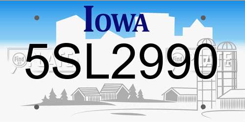 5SL2990 Iowa License Plate