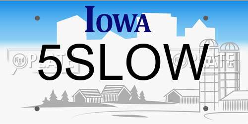 5SLOW Iowa License Plate