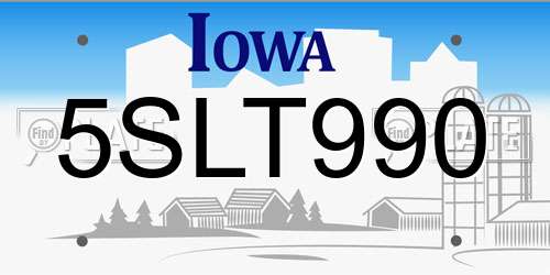 5SLT990 Iowa License Plate