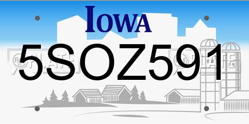5SOZ591 Iowa License Plate