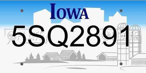 5SQ2891 Iowa License Plate