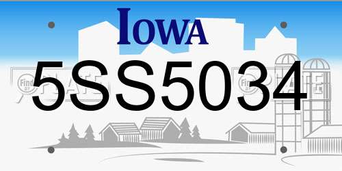 5SS5034 Iowa License Plate