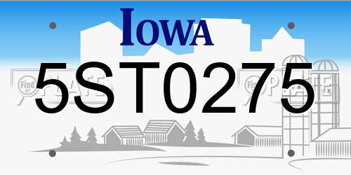 5ST0275 Iowa License Plate