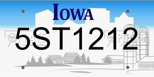 5ST1212 Iowa License Plate
